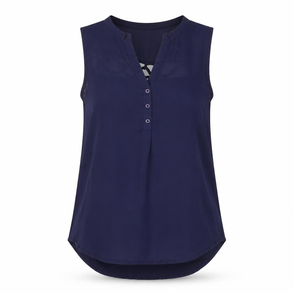 Paper Scissors Womens Blue Polyester Basic Tank Size 10 V-Neck