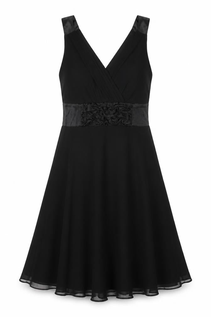 Stax Womens Black Polyester A-Line Size 12 V-Neck Zip