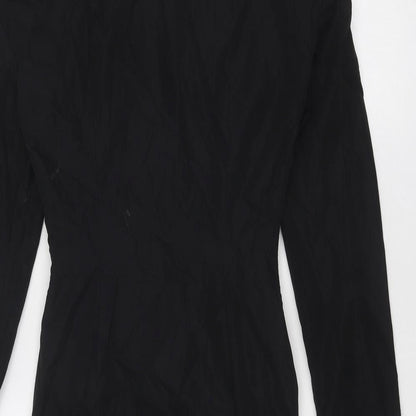 PRETTYLITTLETHING Womens Black Polyester Mini Size 8 Collared Zip