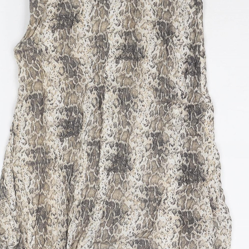 Pimkie Womens Beige Animal Print Viscose A-Line Skirt Size 10 Zip - Snakeskin Pattern