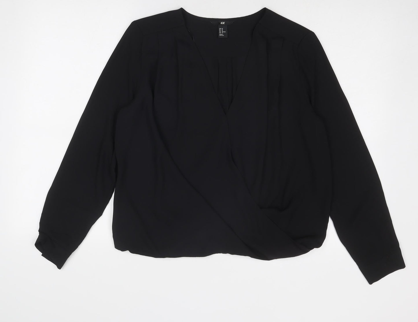 H&M Womens Black Polyester Basic Blouse Size 12 Round Neck