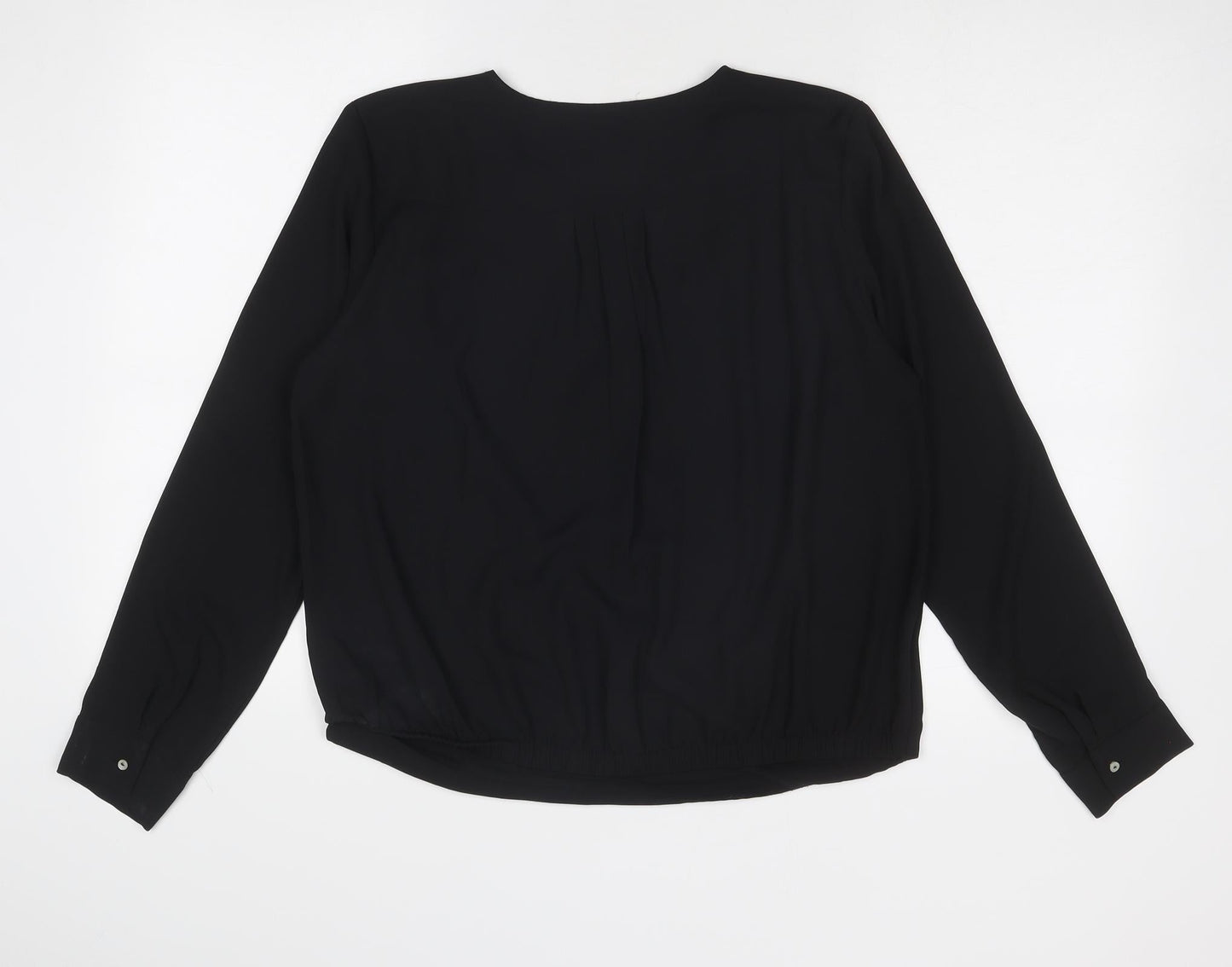 H&M Womens Black Polyester Basic Blouse Size 12 Round Neck