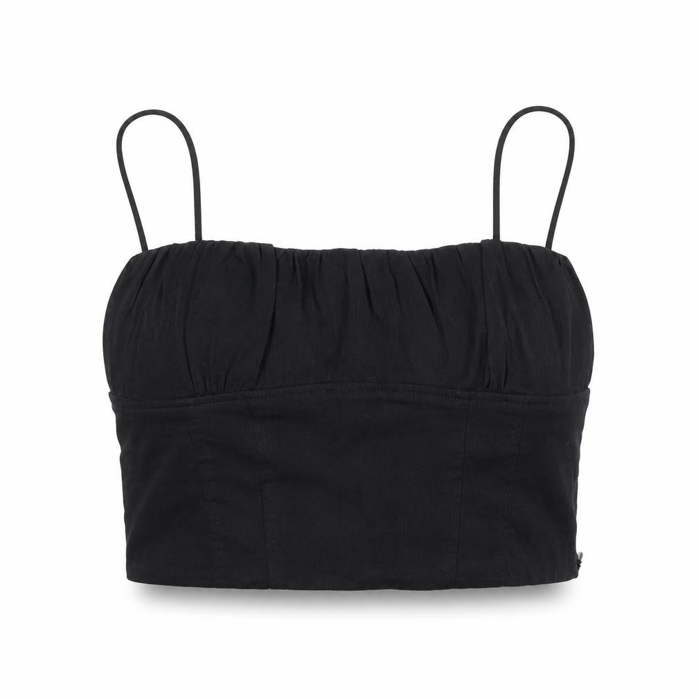 Zara Womens Black Viscose Cropped Tank Size S Square Neck