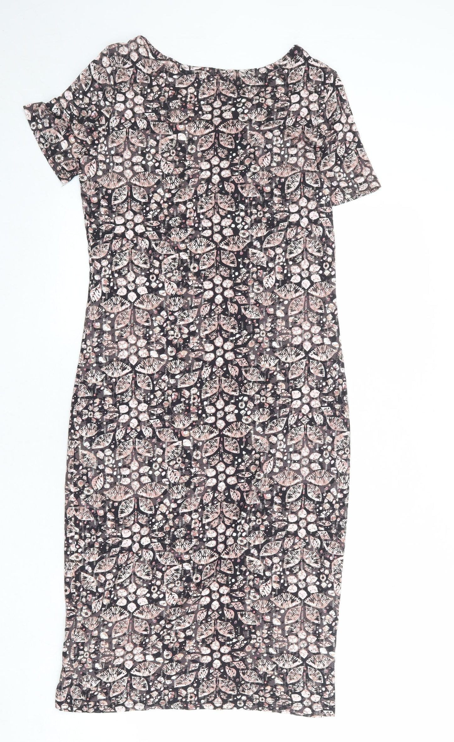 Principles Womens Multicoloured Geometric Viscose T-Shirt Dress Size 10 Boat Neck Pullover