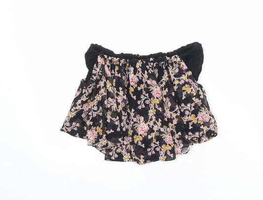 Topshop Womens Multicoloured Floral Polyester Cropped Blouse Size 10 Off the Shoulder