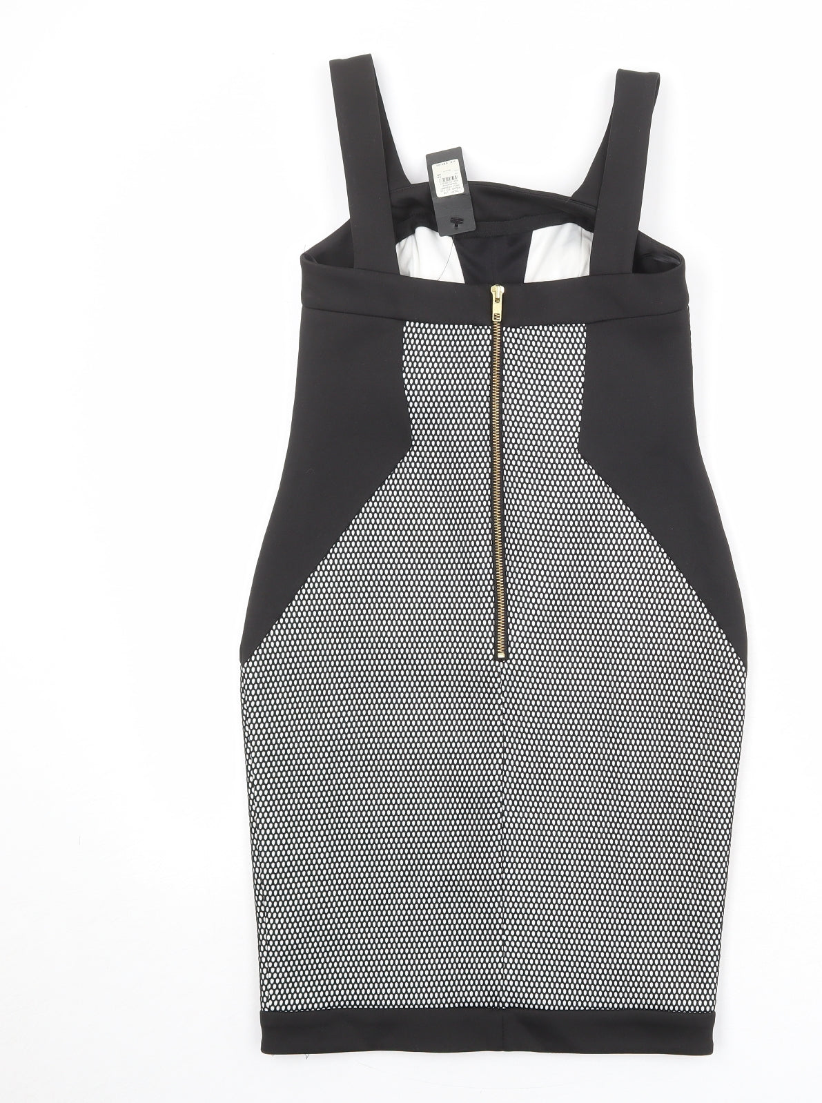 River Island Womens Black Geometric Polyester Shift Size 10 Square Neck Zip