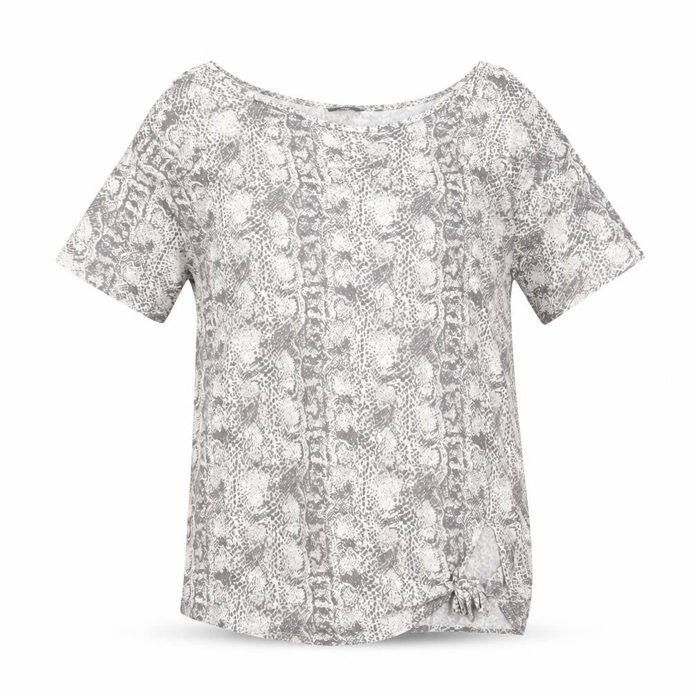 NEXT Womens Grey Geometric Viscose Basic T-Shirt Size 10 Round Neck