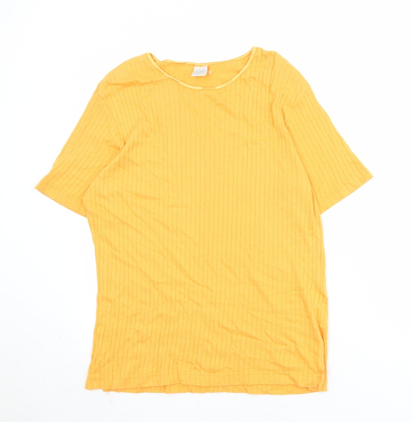 Canada Womens Orange Cotton Basic T-Shirt Size L Round Neck