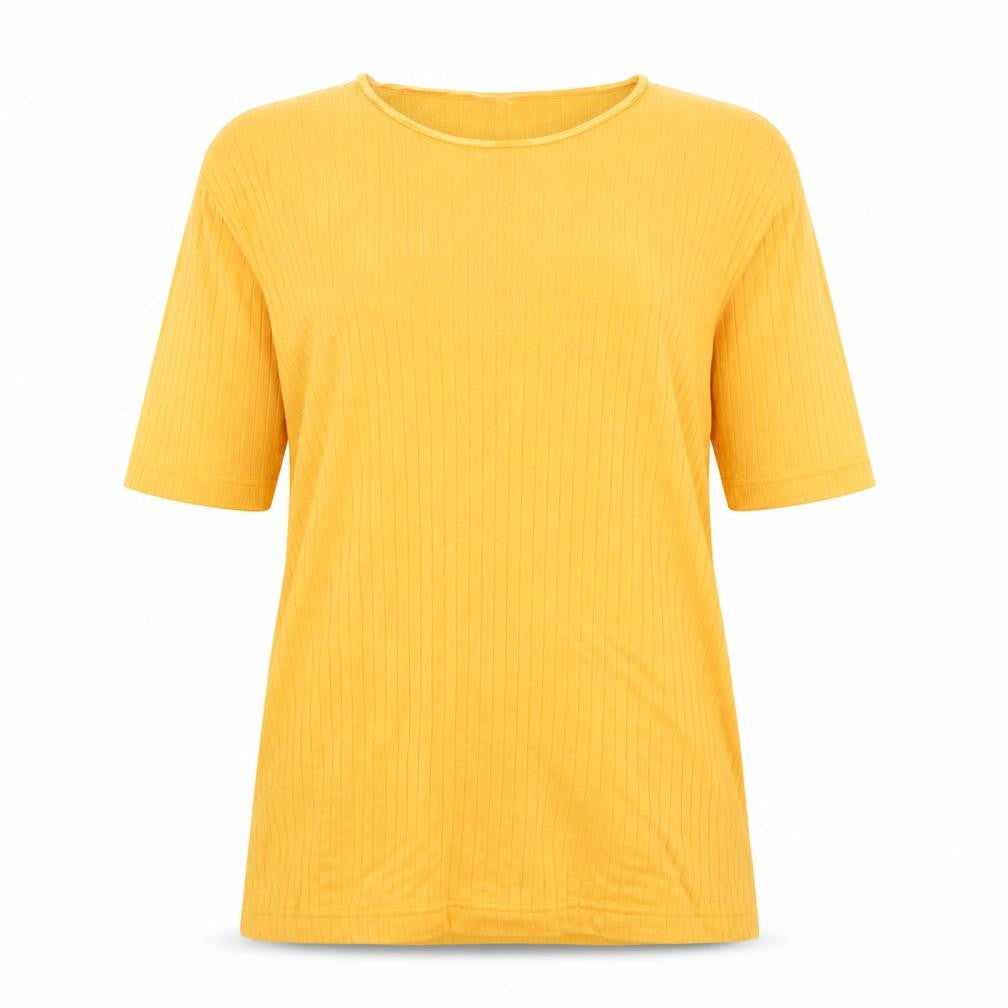 Canada Womens Orange Cotton Basic T-Shirt Size L Round Neck