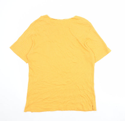 Back view of Canada women’s orange cotton basic t-shirt, size L, round neck