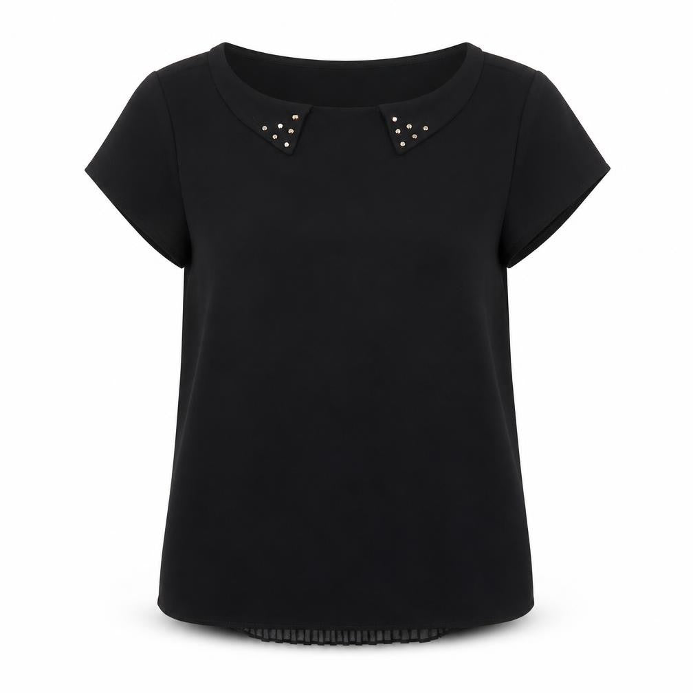 Zara Womens Black Polyester Basic T-Shirt Size M Round Neck