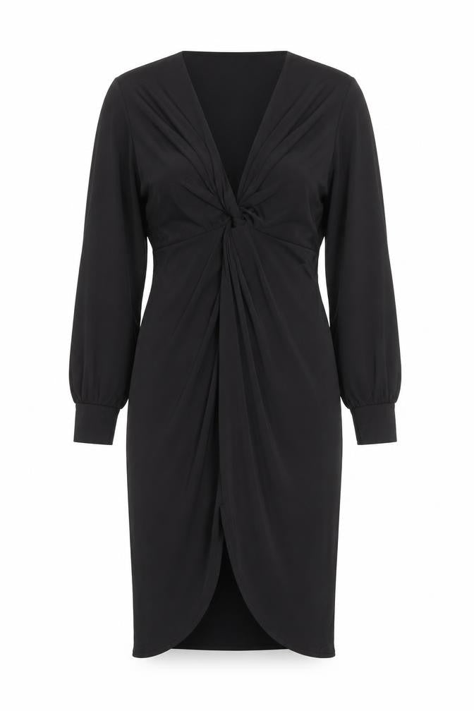 Boohoo Womens Black Polyester Shift Size 6 V-Neck Pullover