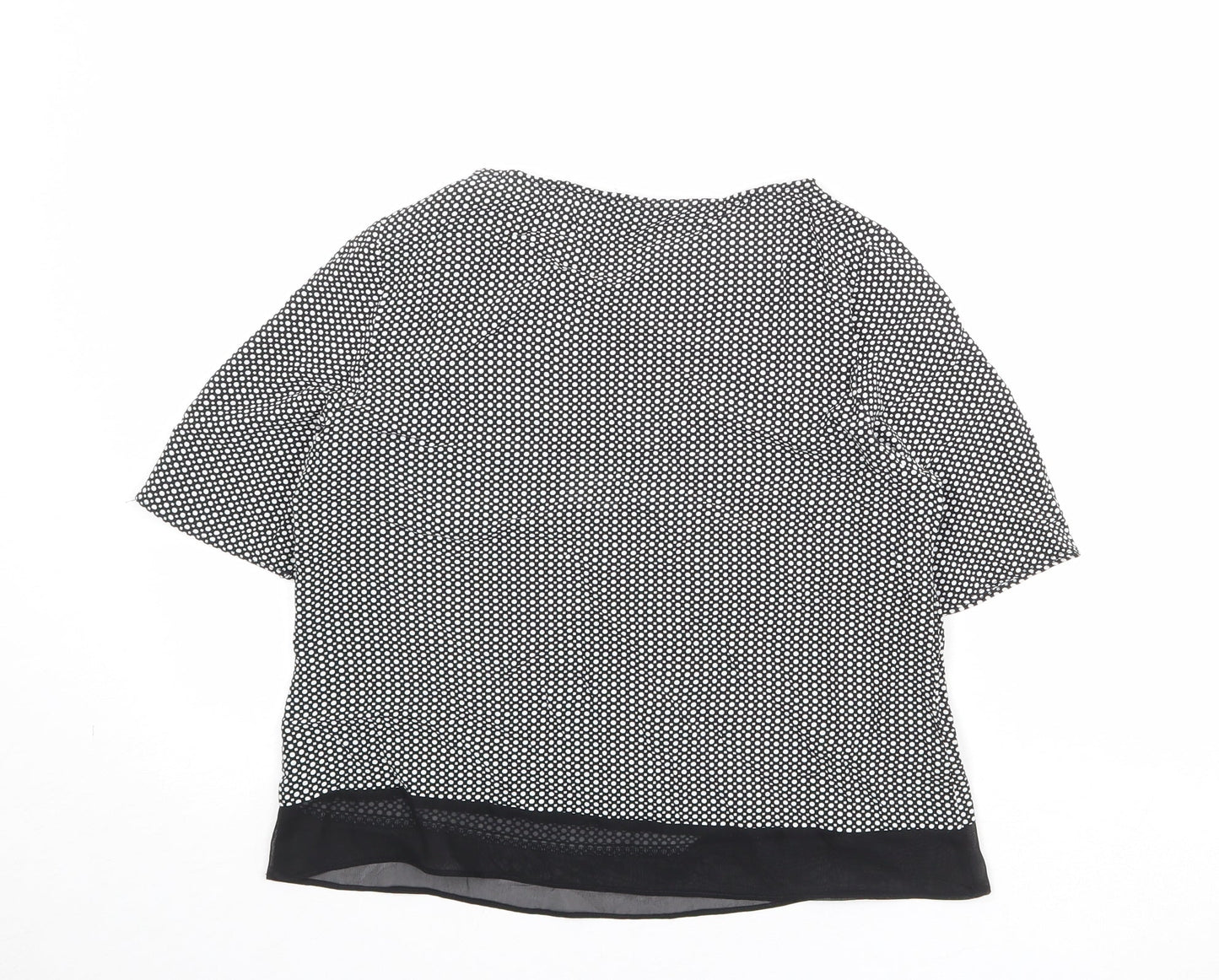 Marks and Spencer Womens Black Polka Dot Viscose Basic Blouse Size 12 Round Neck