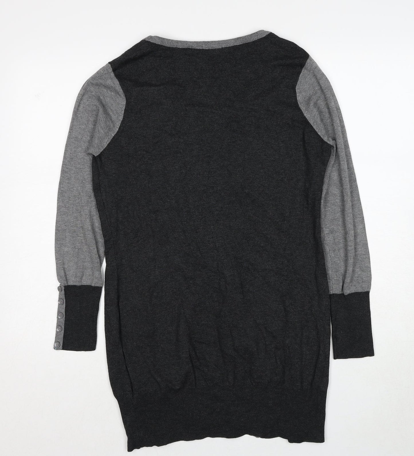 M&Co Womens Grey Round Neck Viscose Pullover Jumper Size L