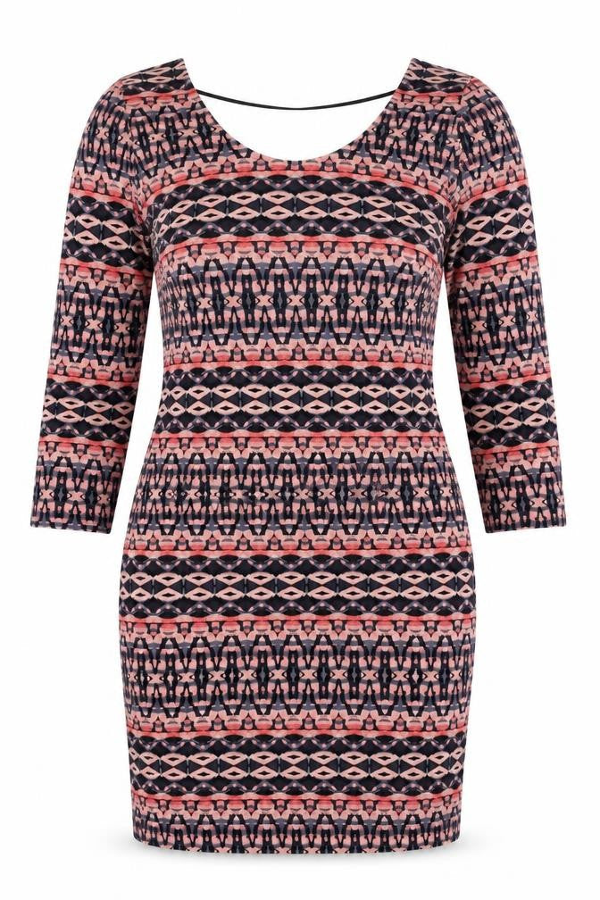 VERO MODA Womens Multicoloured Geometric Viscose Mini Size L Round Neck Pullover
