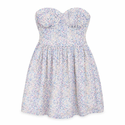 NAF NAF Womens Multicoloured Floral Cotton Mini Size 10 Sweetheart Pullover - Strapless