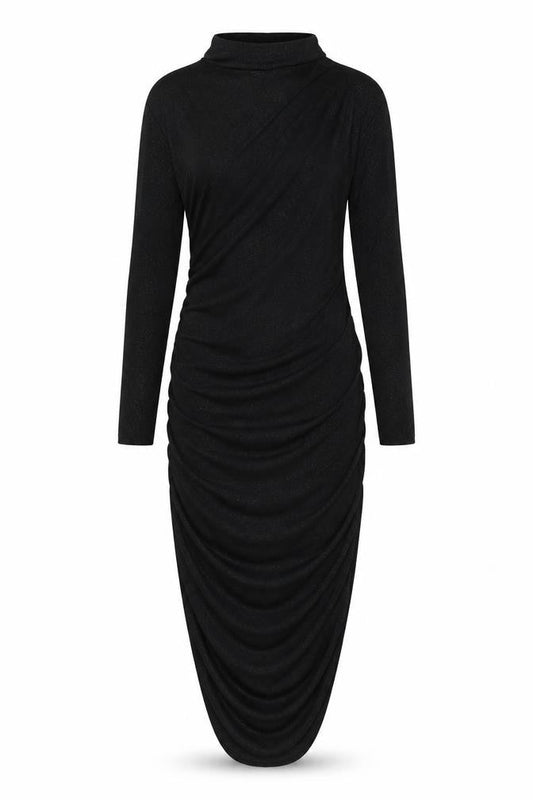 Front view of I SAW IT FIRST women’s black polyester bodycon, size UK 10, boat neck pullover