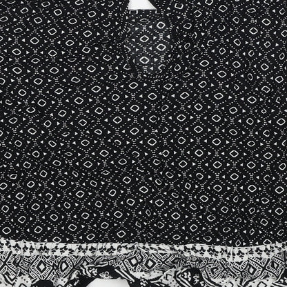 H&M Womens Black Geometric Viscose Basic Blouse Size 10 Round Neck
