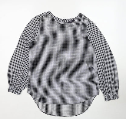 Marks & Spencer Womens Black Geometric Polyester Basic Blouse Size 10 Round Neck
