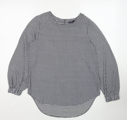 Marks and Spencer Womens Black Geometric Polyester Basic Blouse Size 10 Round Neck