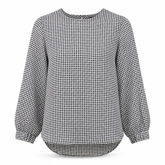 Marks and Spencer Womens Black Geometric Polyester Basic Blouse Size 10 Round Neck