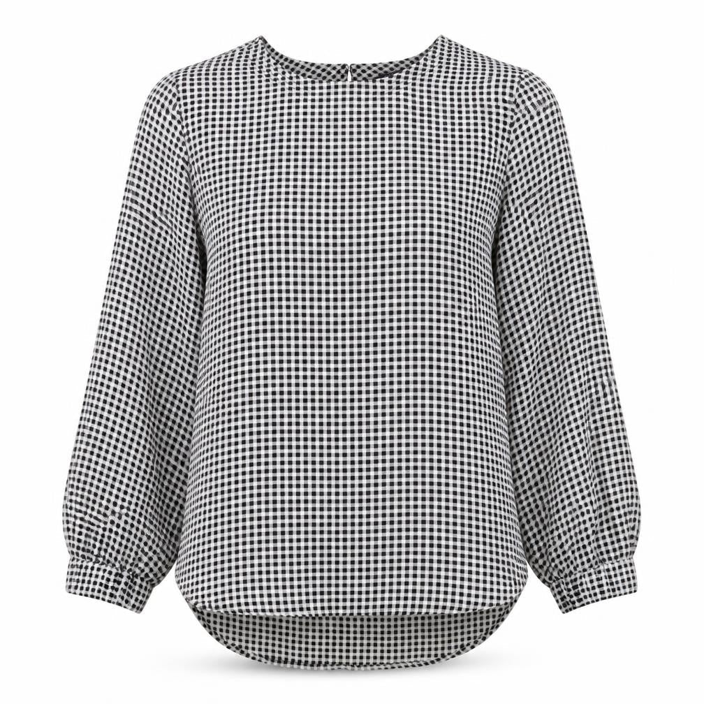 Marks & Spencer Womens Black Geometric Polyester Basic Blouse Size 10 Round Neck