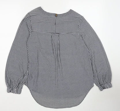 Marks & Spencer Womens Black Geometric Polyester Basic Blouse Size 10 Round Neck