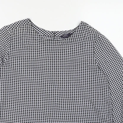 Marks & Spencer Womens Black Geometric Polyester Basic Blouse Size 10 Round Neck