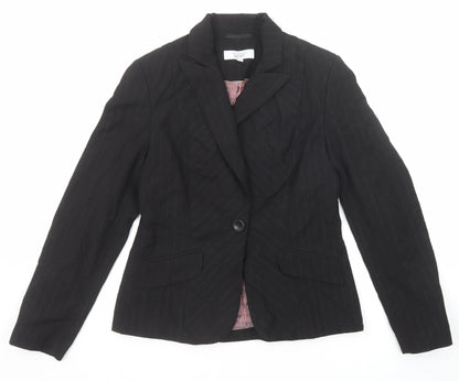 Next Womens Black Striped Polyester Jacket Suit Jacket Size 10