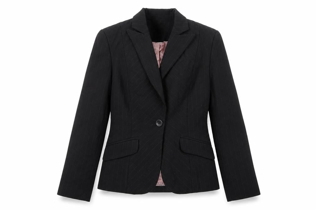 NEXT Womens Black Striped Polyester Jacket Suit Jacket Size 10