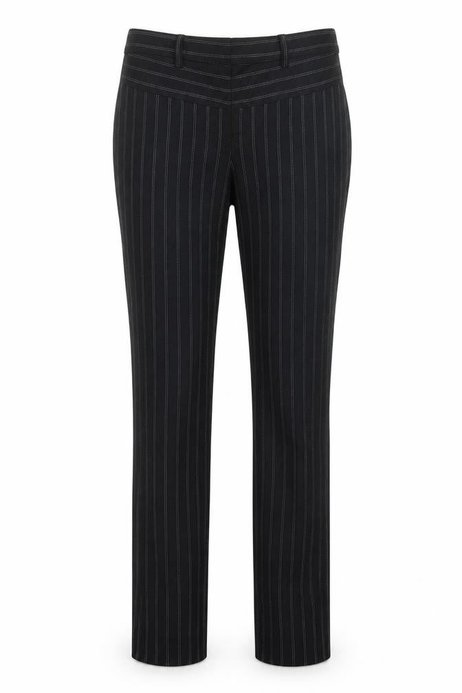 Gap Womens Black Striped Cotton Trousers Size 6 Regular Zip