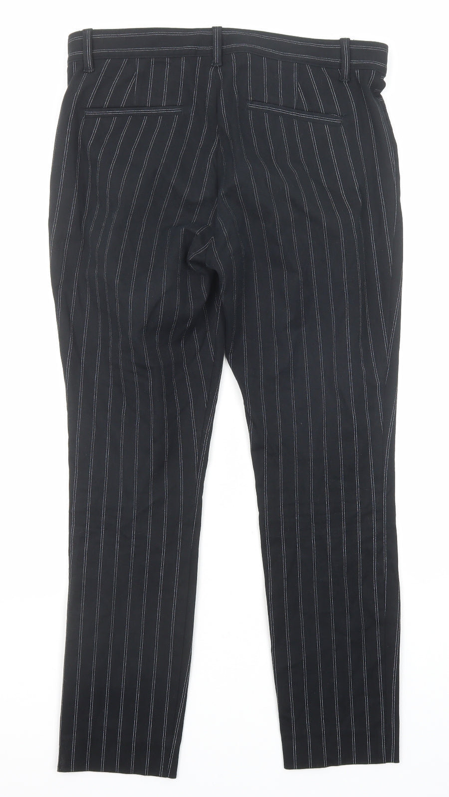 Gap Womens Black Striped Cotton Trousers Size 6 Regular Zip