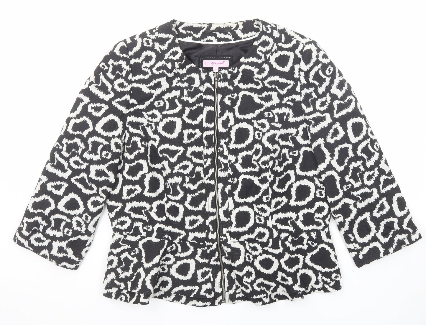 Per Una Womens Black Geometric Jacket Size 18 Zip