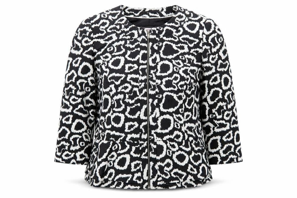 Per Una Womens Black Geometric Jacket Size 18 Zip