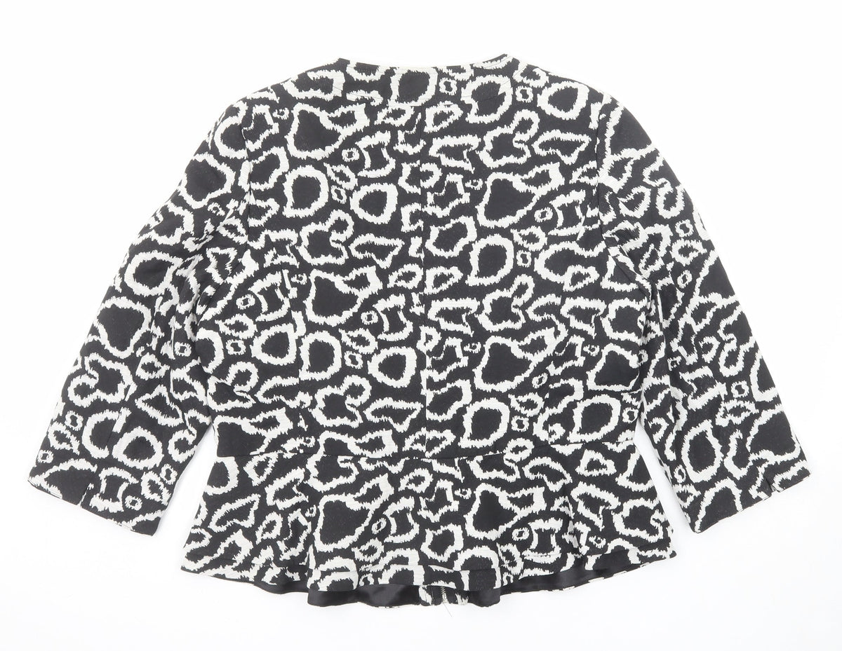 Per Una Womens Black Geometric Jacket Size 18 Zip