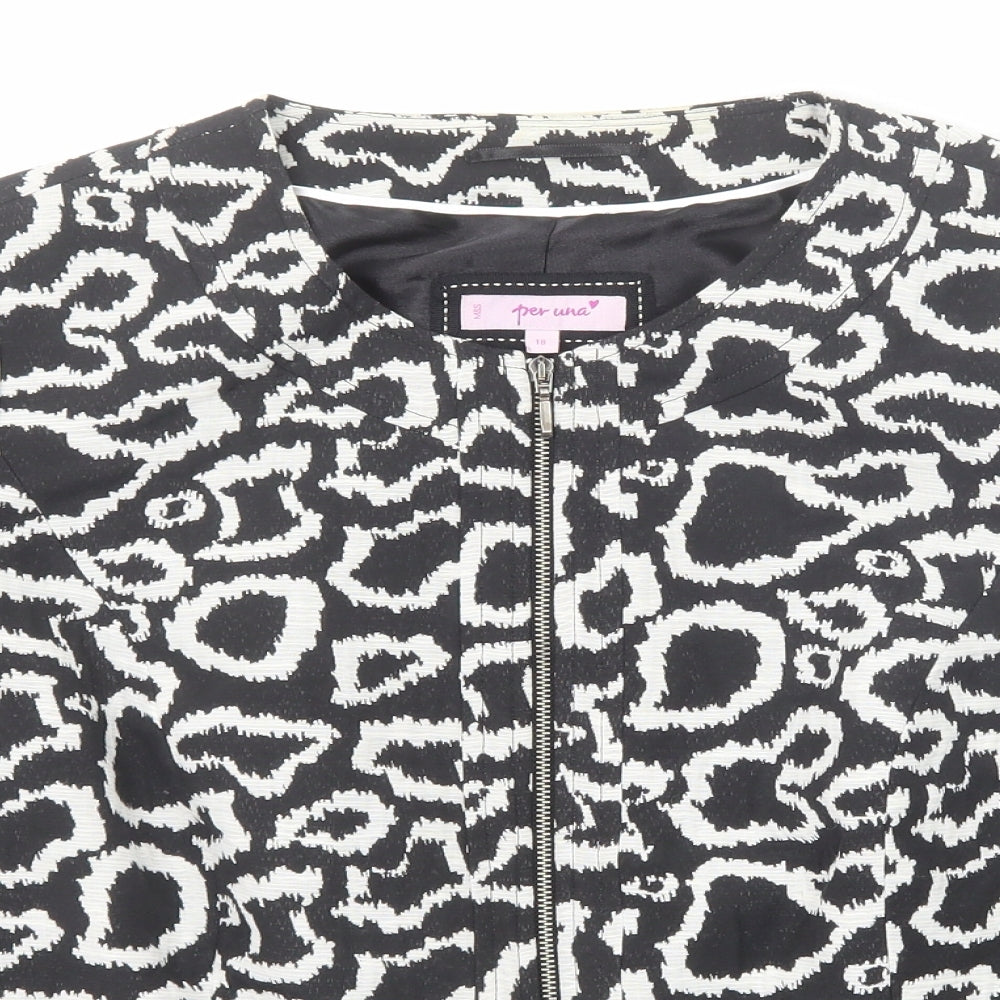 Per Una Womens Black Geometric Jacket Size 18 Zip