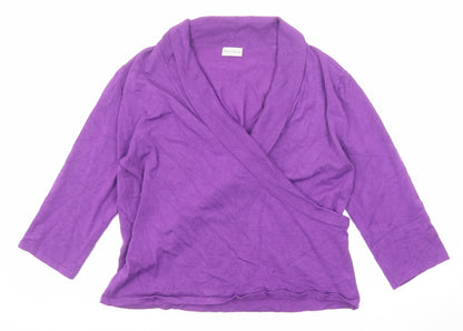 Minuet Womens Purple V-Neck Viscose Pullover Jumper Size 14