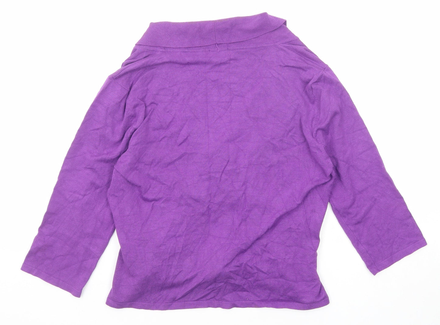 Minuet Womens Purple V-Neck Viscose Pullover Jumper Size 14