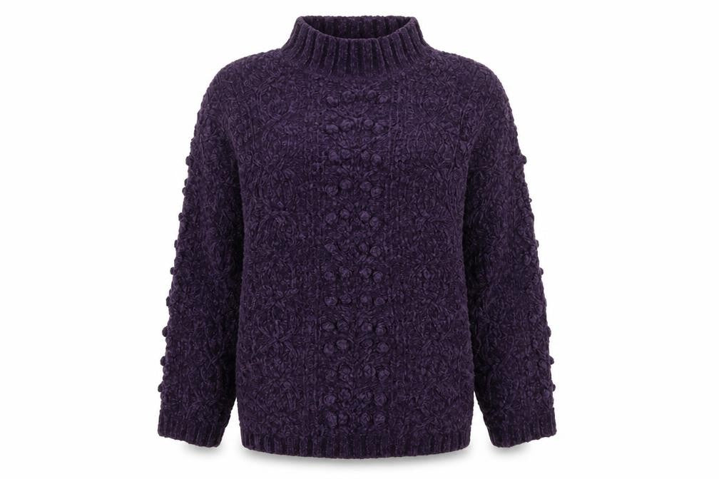 Debenhams Womens Purple Mock Neck Acrylic Pullover Jumper Size L Pullover