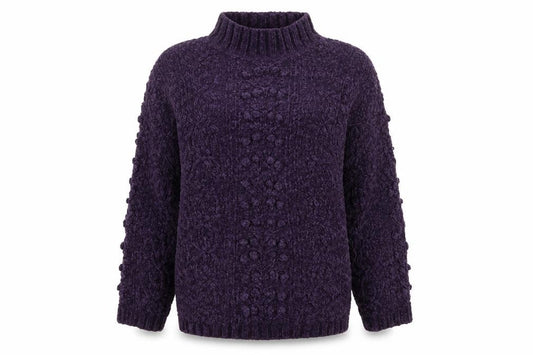 Debenhams Womens Purple Mock Neck Acrylic Pullover Jumper Size L Pullover