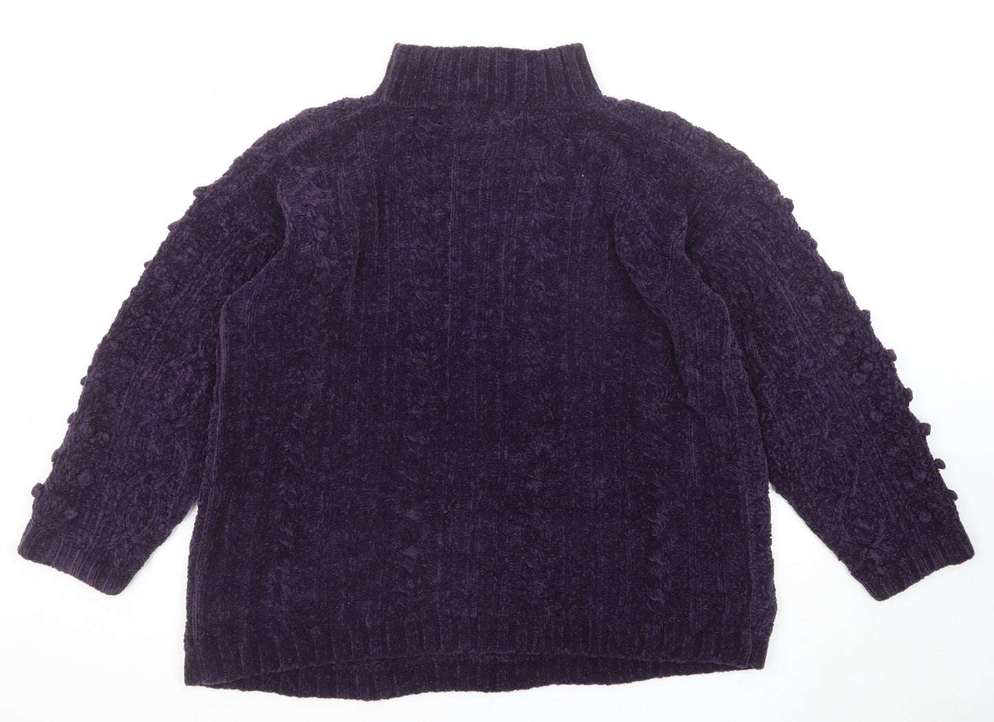 Debenhams Womens Purple Mock Neck Acrylic Pullover Jumper Size L Pullover