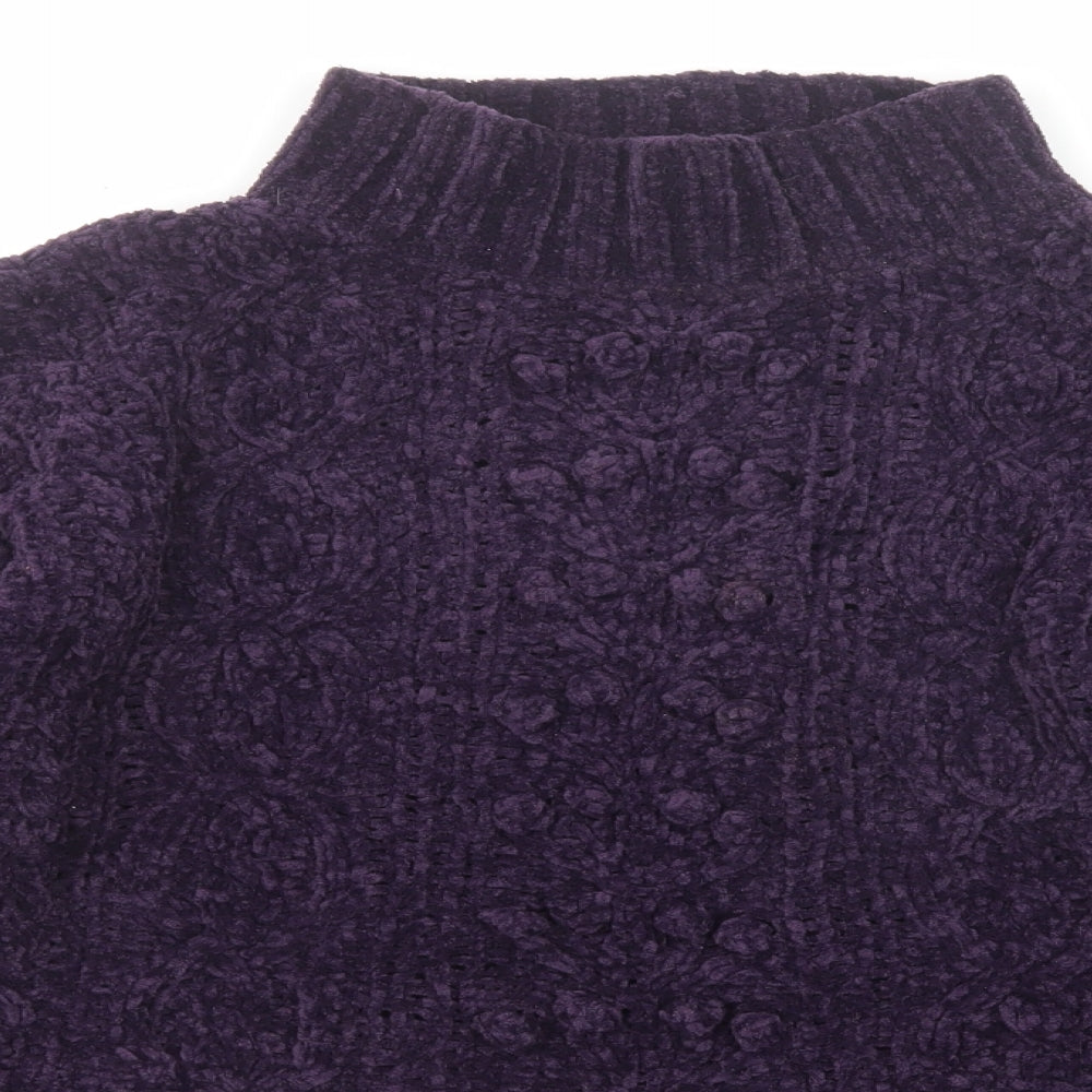 Debenhams Womens Purple Mock Neck Acrylic Pullover Jumper Size L Pullover