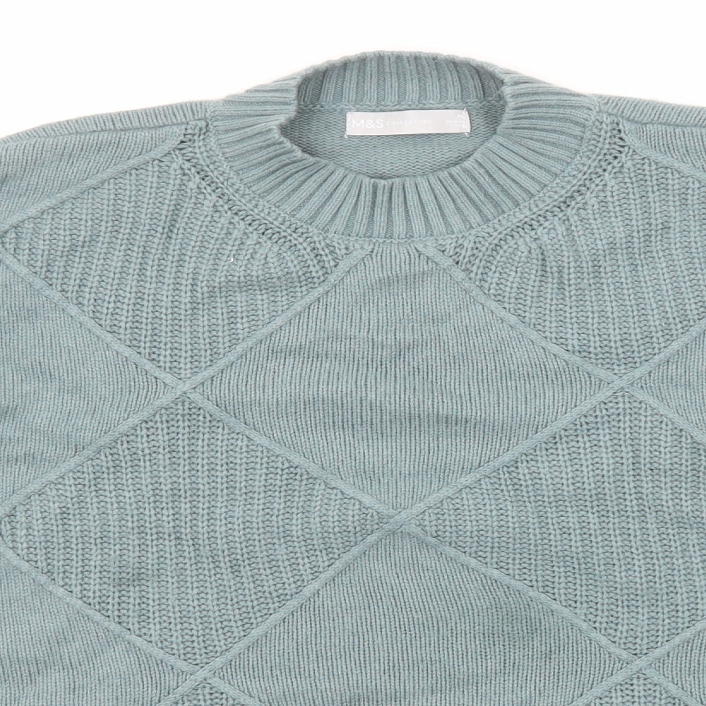 Marks and Spencer Womens Blue Round Neck Cotton Pullover Jumper Size M