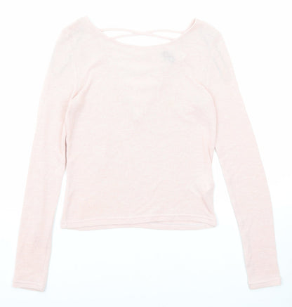 Divided by H&M Womens Pink Boat Neck Polyester Pullover Jumper Size S