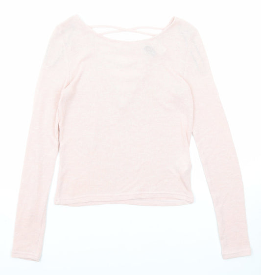 Divided by H&M Womens Pink Boat Neck Polyester Pullover Jumper Size S