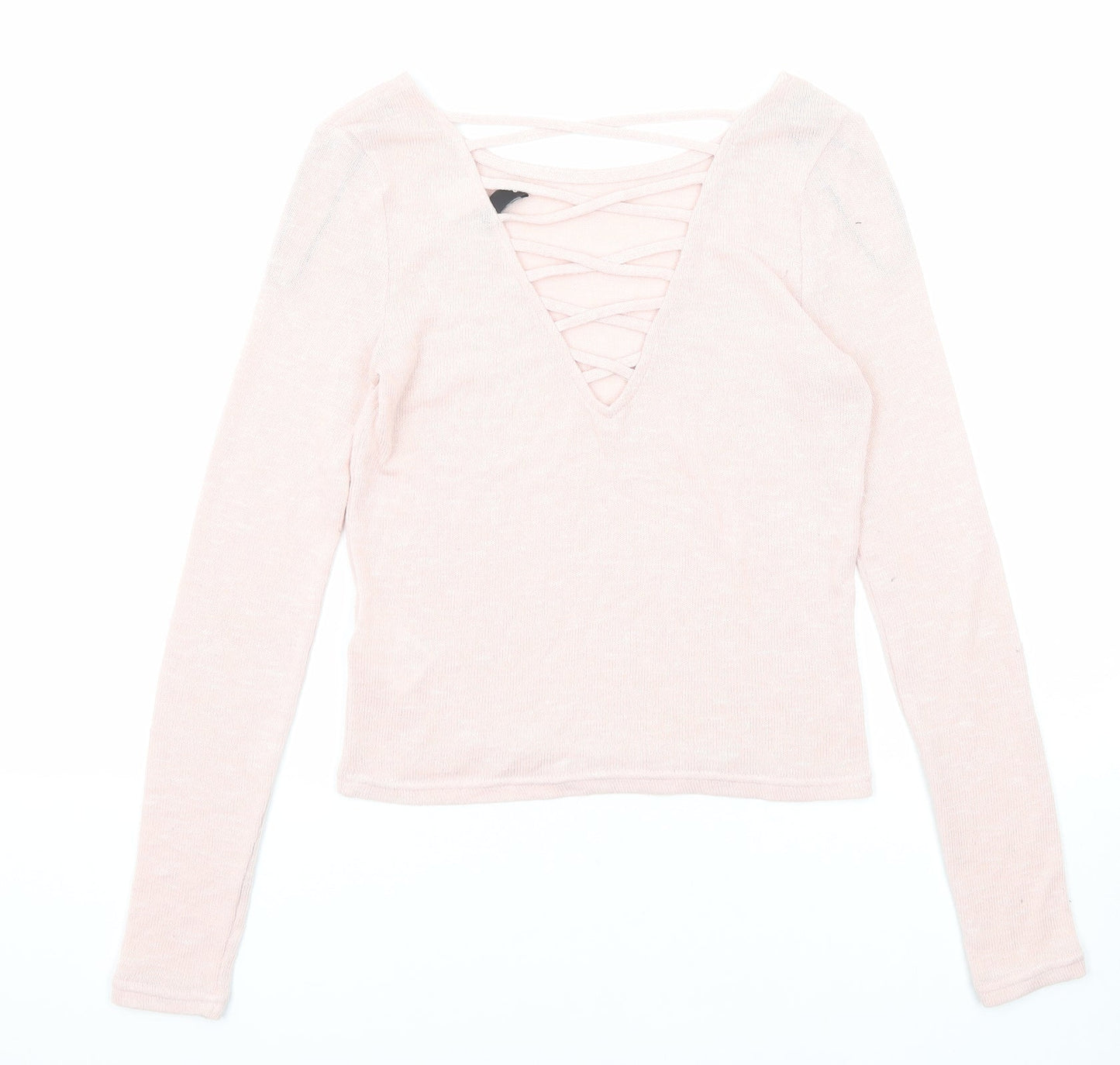 Divided by H&M Womens Pink Boat Neck Polyester Pullover Jumper Size S
