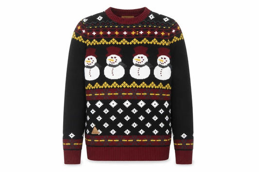 Rock & Revival Mens Black Round Neck Geometric Acrylic Pullover Jumper Size S Long Sleeve - Snowman Christmas