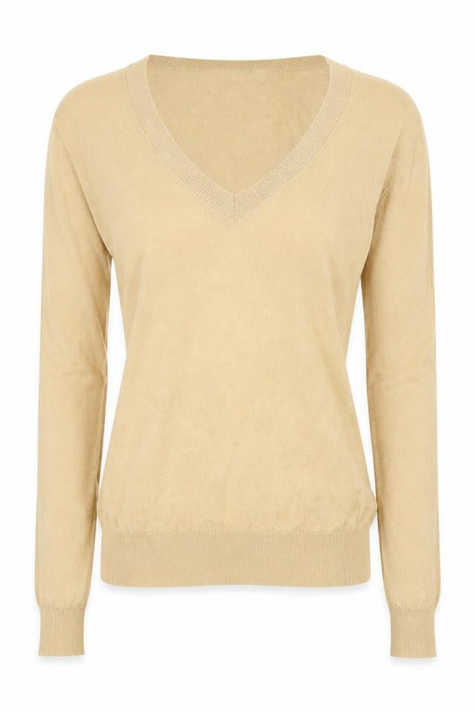 Zara Womens Beige V-Neck Modal Pullover Jumper Size S