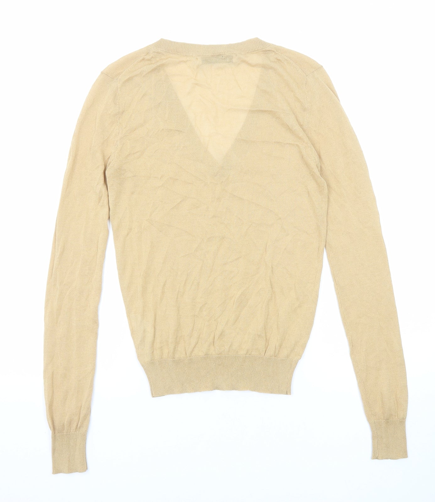 Zara Womens Beige V-Neck Modal Pullover Jumper Size S