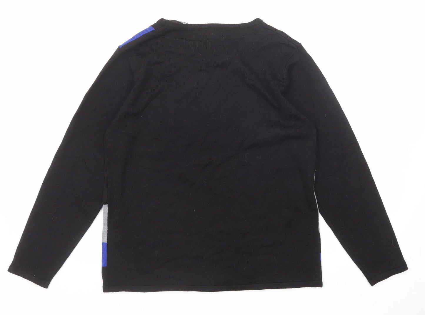 Casamia Womens Black Round Neck Geometric Acrylic Pullover Jumper Size M